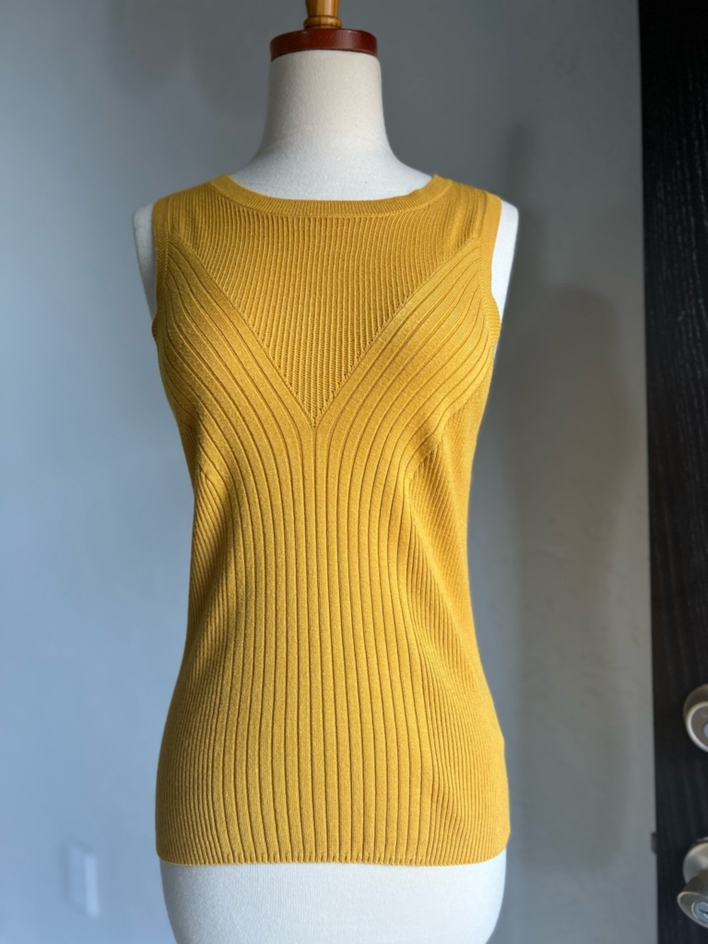 Express Ribbed Sleeveless Top in Mustard